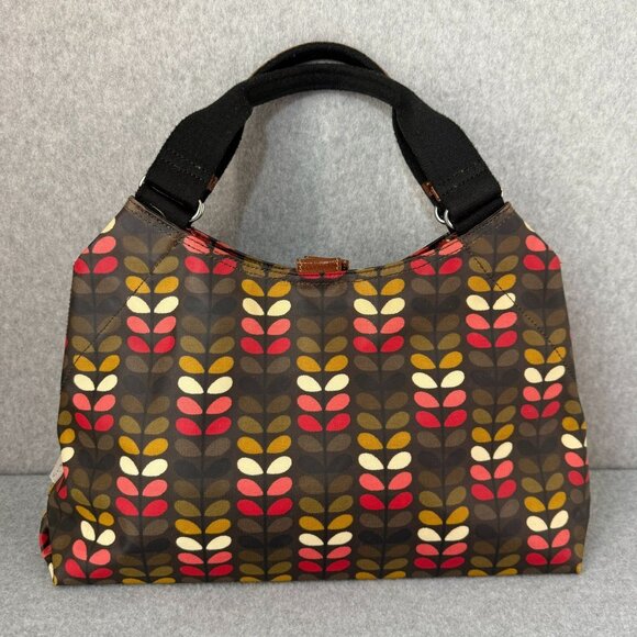 ORLA KIELY Multicolored Brown Pink Stem Print Laminate Canvas Handbag Tote Purse - Picture 1 of 16